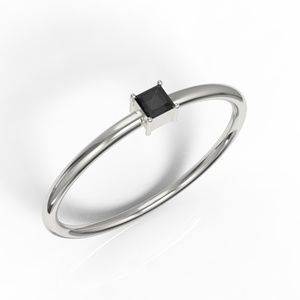 10K WHITE GOLD PRINCESS CUT BLACK CZ RING